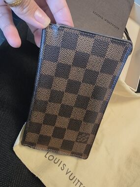 Louis Vuitton Brown Checkered Card Holder in Damier Ebene